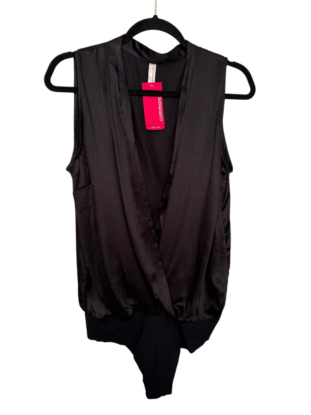 Commando Black 100% Silk Wrap Bodysuit